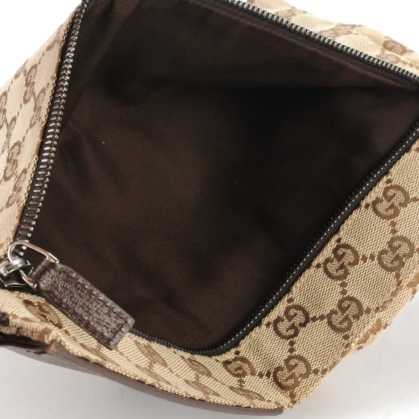 GG Monogram Double Pocket Belt Bag Dark Brown