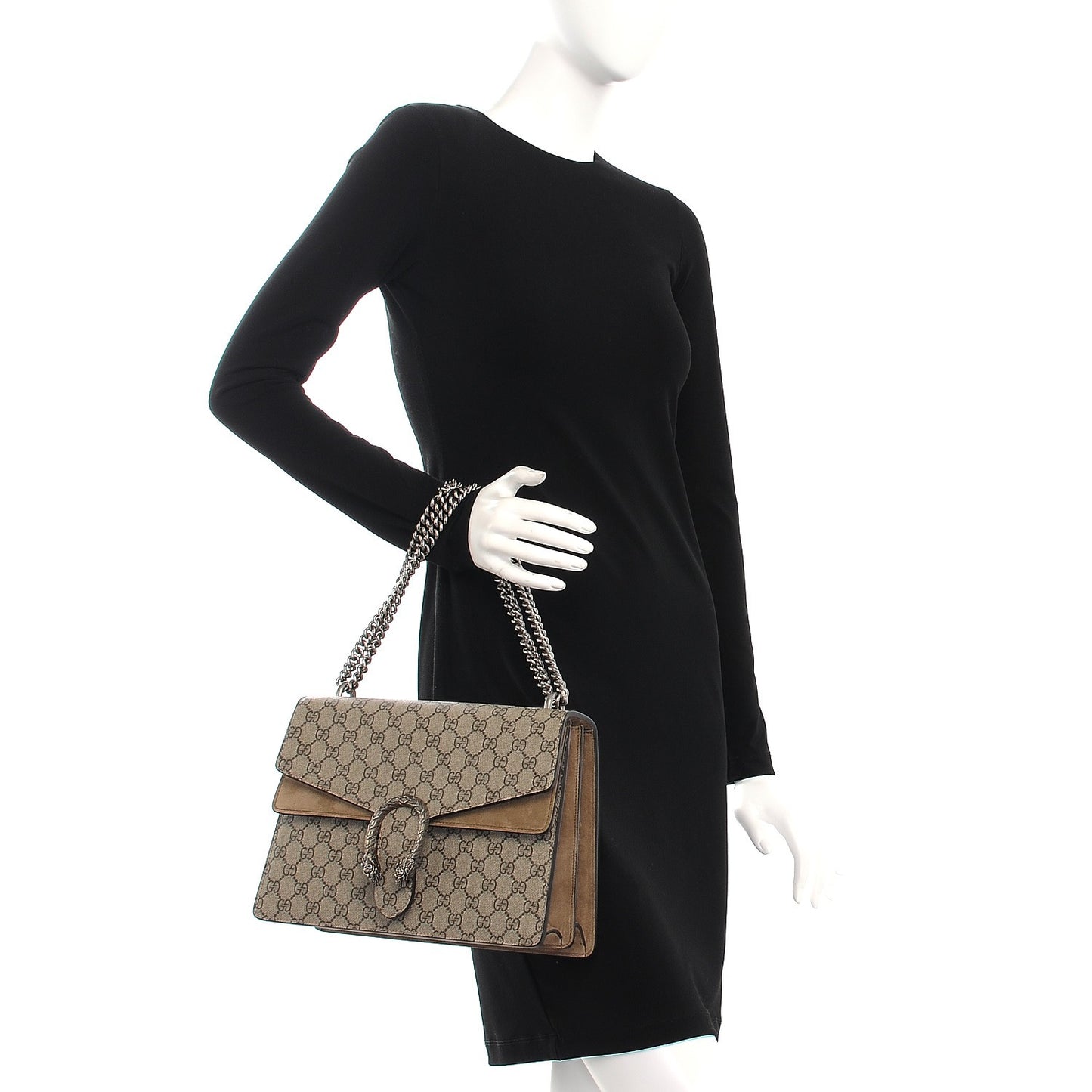 GG Supreme Monogram Medium Dionysus Shoulder Bag Taupe