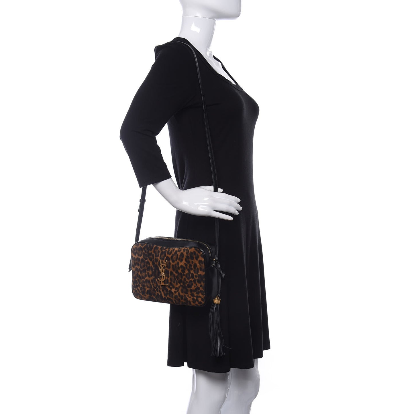 Calfskin Leopard Print Monogram Lou Camera Bag Black