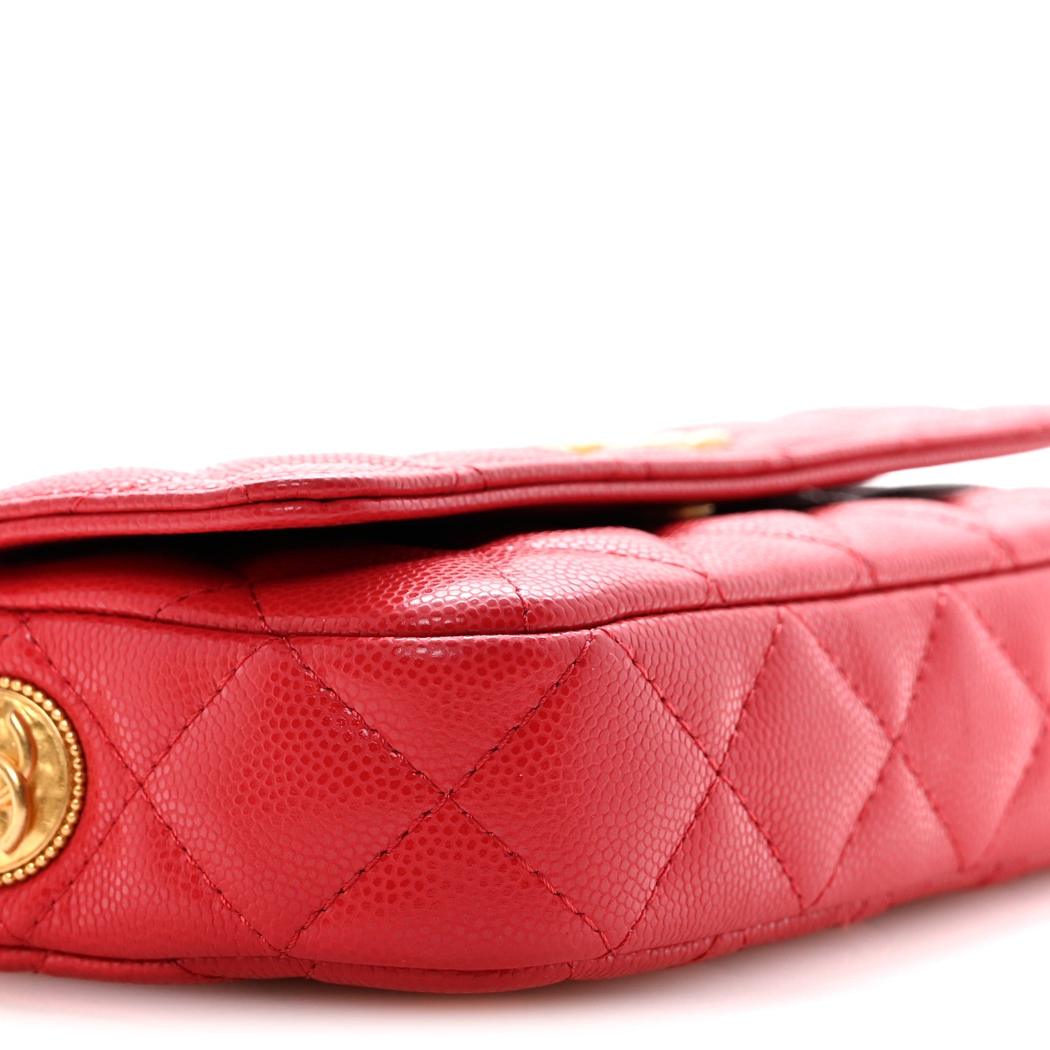 Chanel Caviar Quilted Yours Buttons Phone Holder With Chain Red 9 of 11
