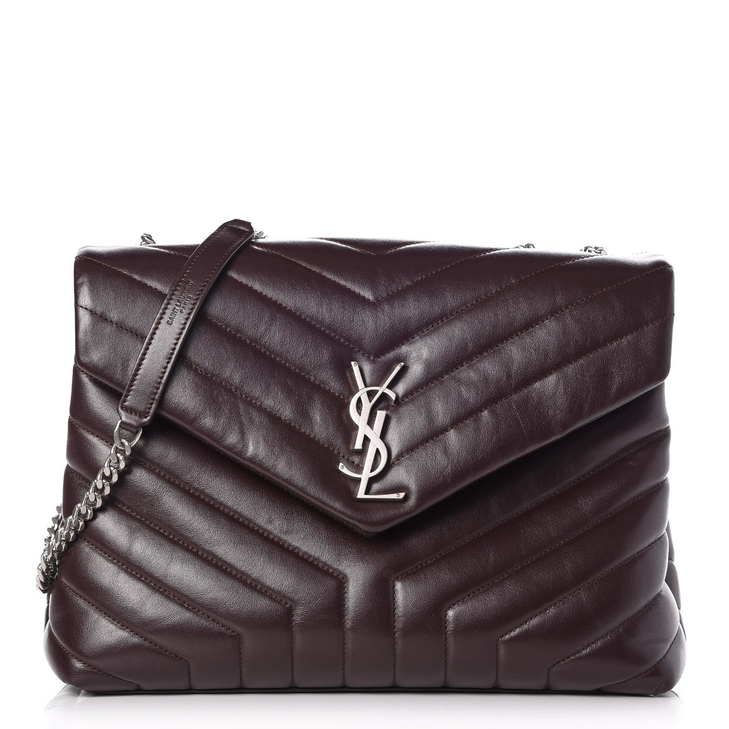 Calfskin Y Quilted Monogram Medium Loulou Chain Satchel Amaranto