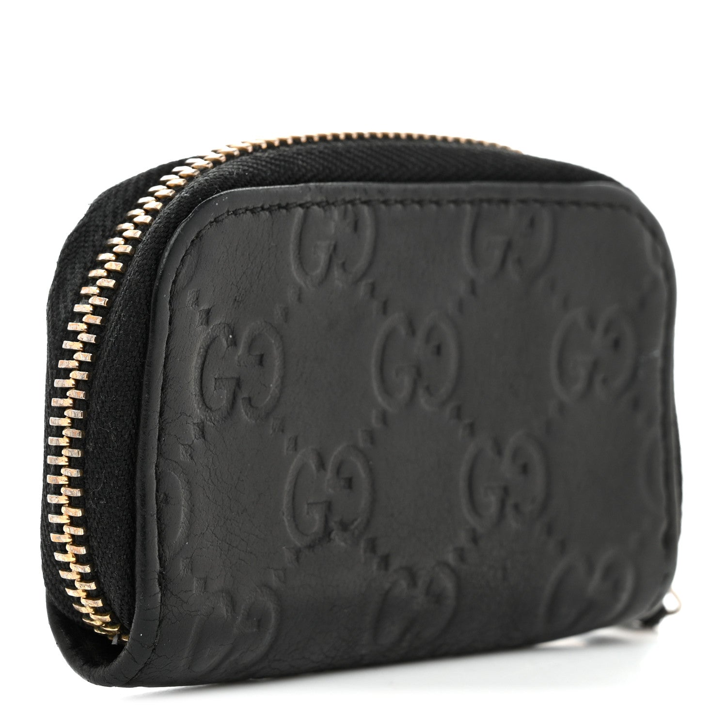Gucci Guccissima Zip Around Coin Purse Wallet Black 3 of 8