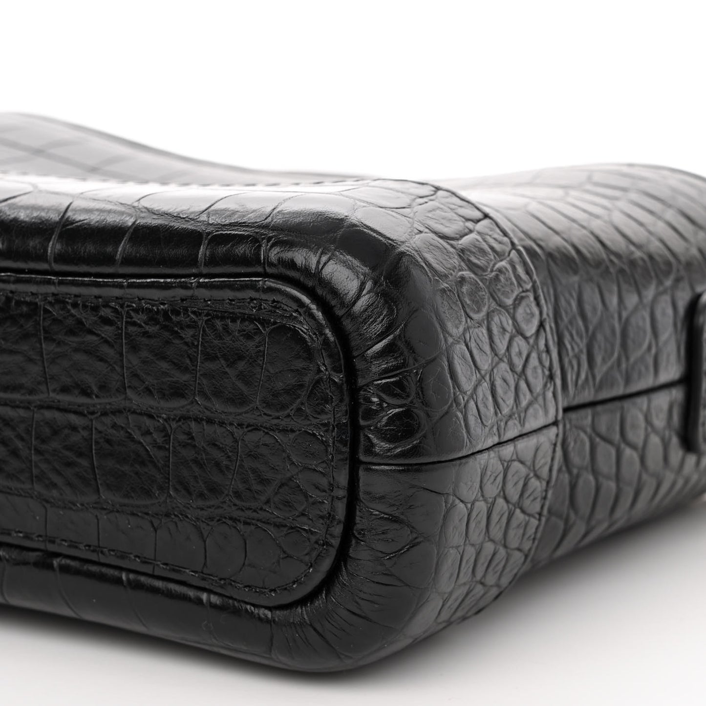 Calfskin Crocodile Embossed Small Gabrielle Cocodile Hobo Black