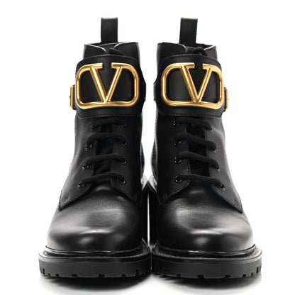 Valentino Garavani Calfskin VLOGO 15/70mm Combat Boots 37 Black 2 of 9