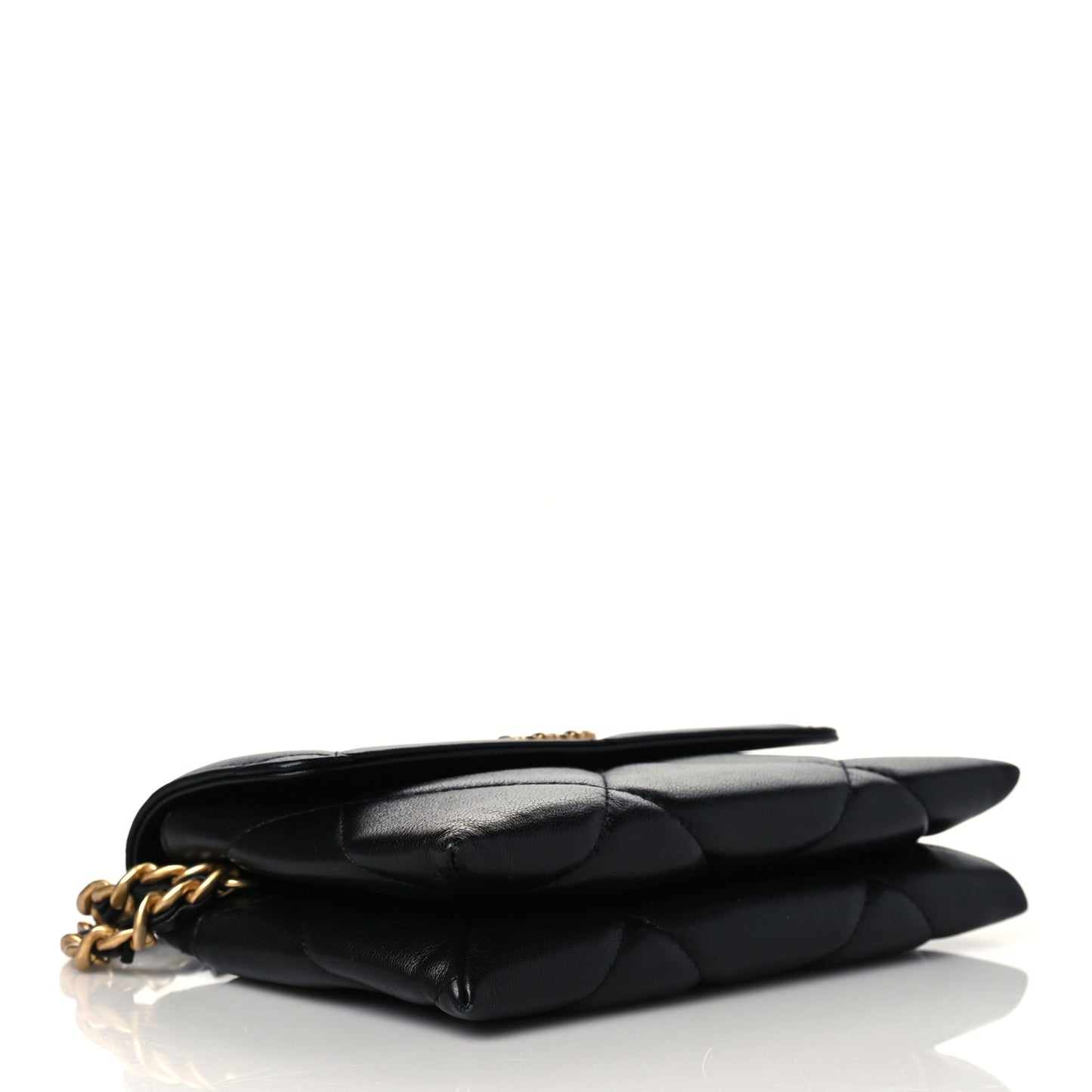 Lambskin Quilted Chanel 19 Flap Clutch Black