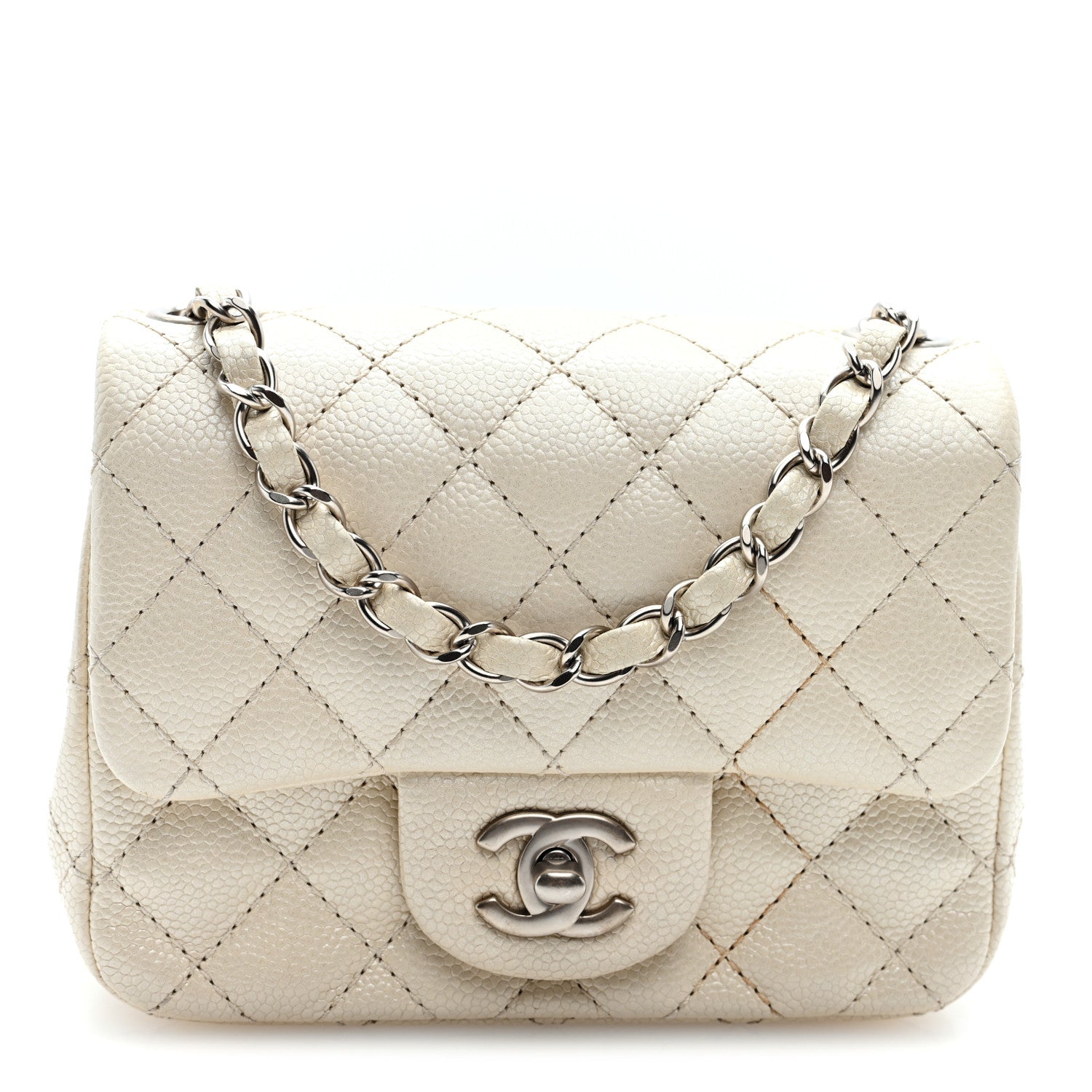 Chanel Iridescent Caviar Quilted Mini Square Flap White 1 of 10
