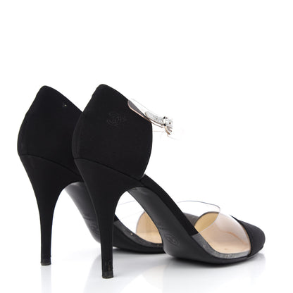 Chanel PVC Silk Crepe Cap Toe CC Pumps 39 Black 4 of 12