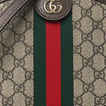 Gucci GG Supreme Monogram Textured Dollar Calfskin Web Small Ophidia Dome Shoulder Bag Beige Ebony New Acero 8 of 10