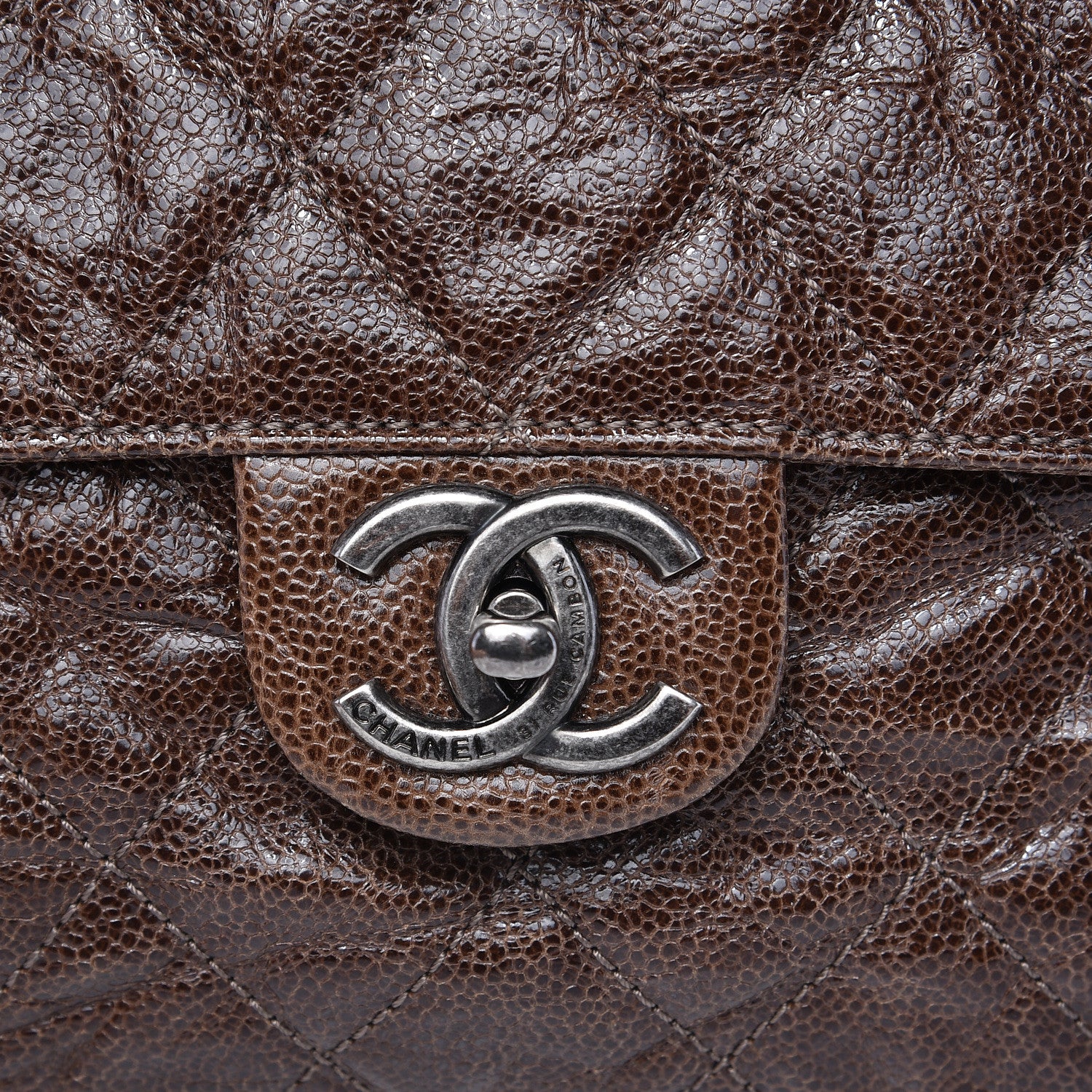 Chanel Crumpled Grained Calfskin Jumbo CC Crave Flap Beige 10 of 10