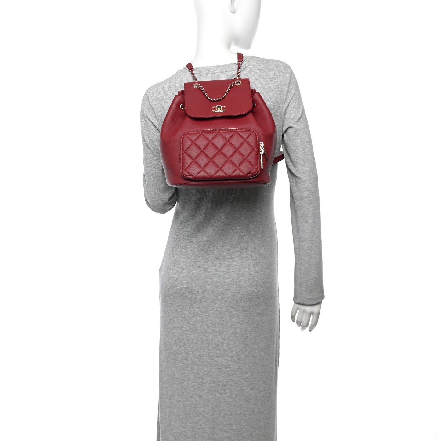 Caviar Quilted Business Affinity Backpack Burgundy