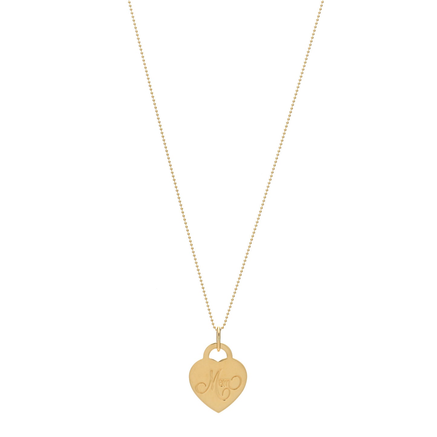 18K Yellow Gold Mom Heart Tag Pendant Necklace