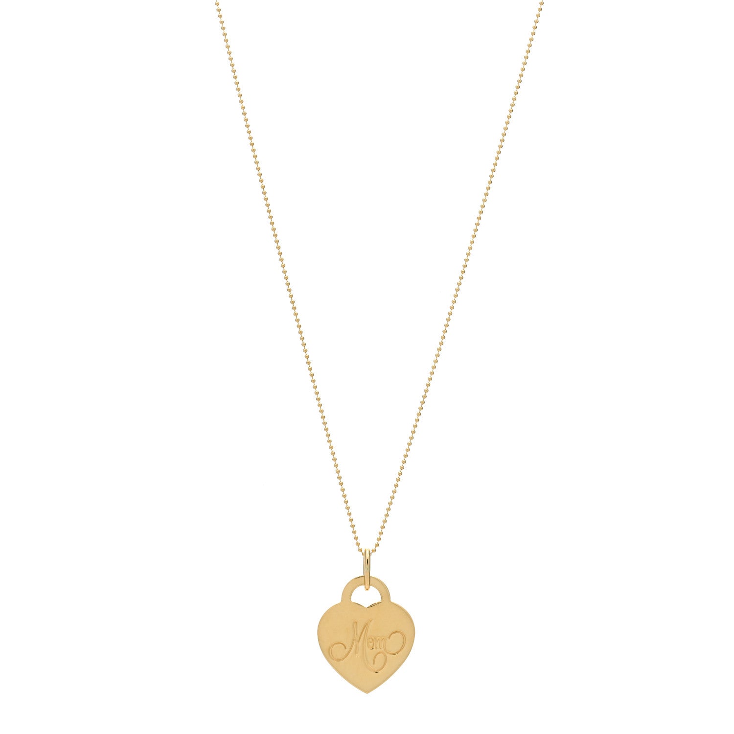 Tiffany 18K Yellow Gold Mom Heart Tag Pendant Necklace 1 of 4