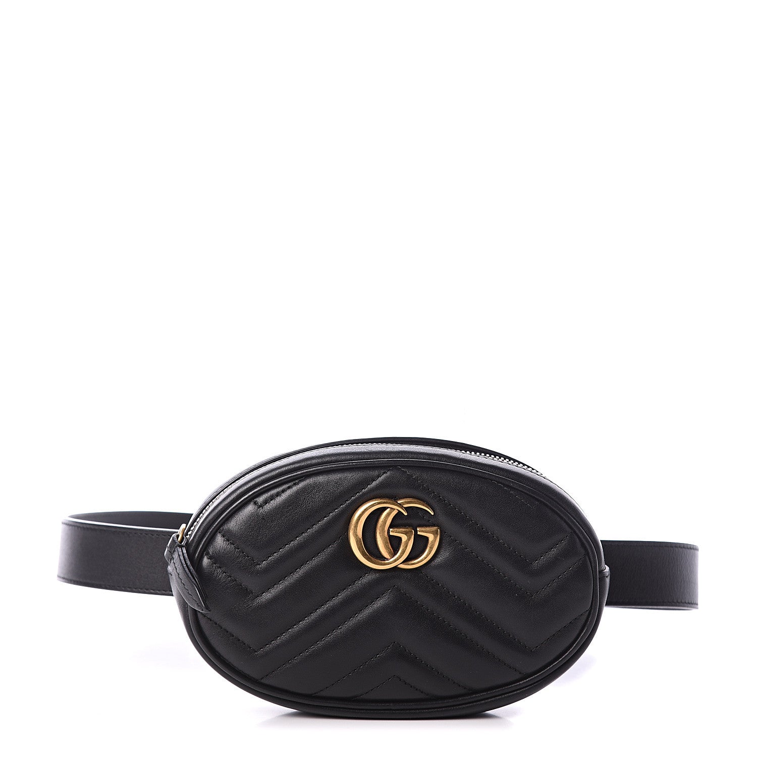 Gucci Calfskin Matelasse GG Marmont Belt Bag 85 34 Black 1 of 8