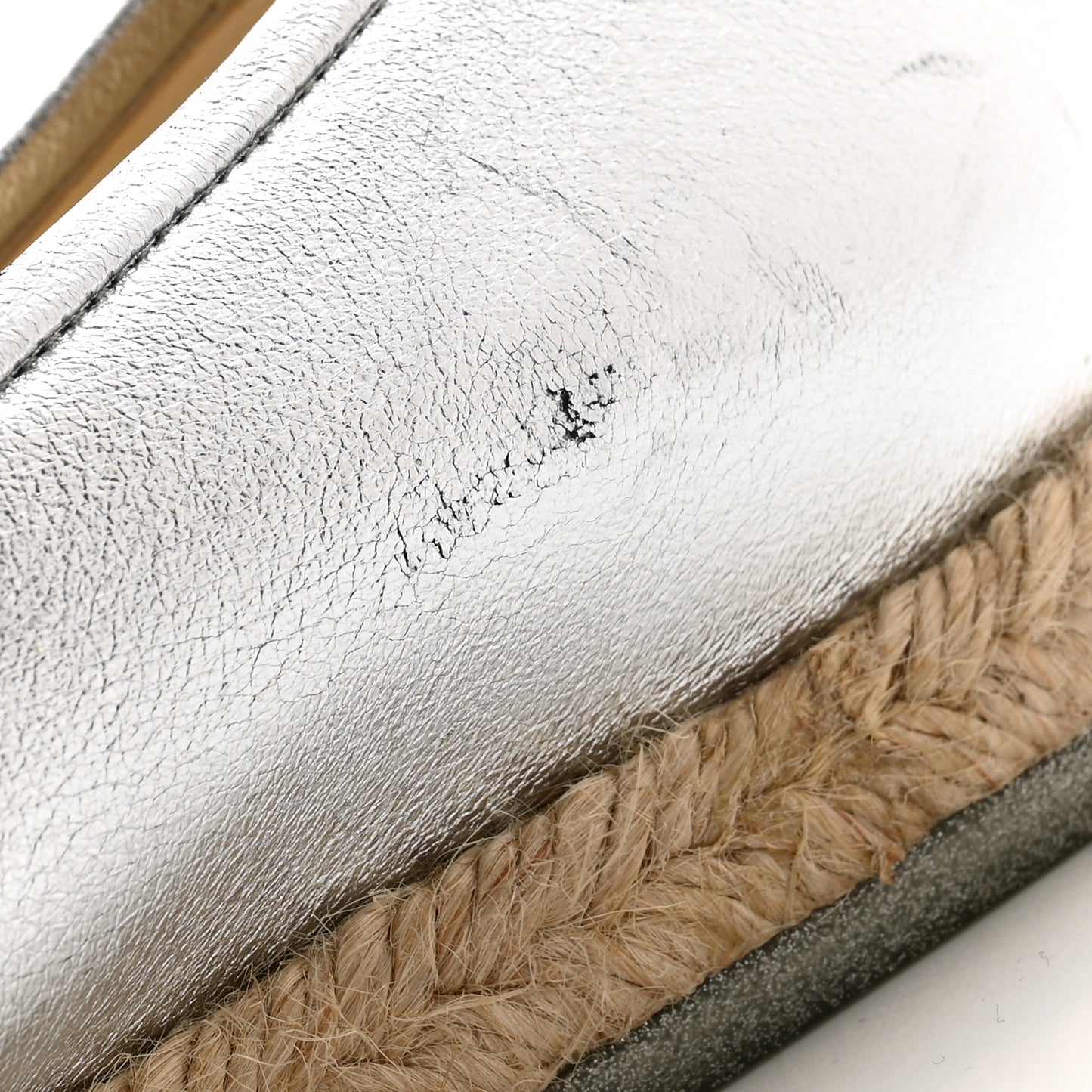 Crumpled Lambskin CC Mocassin Loafer Espadrilles 39.5 Silver