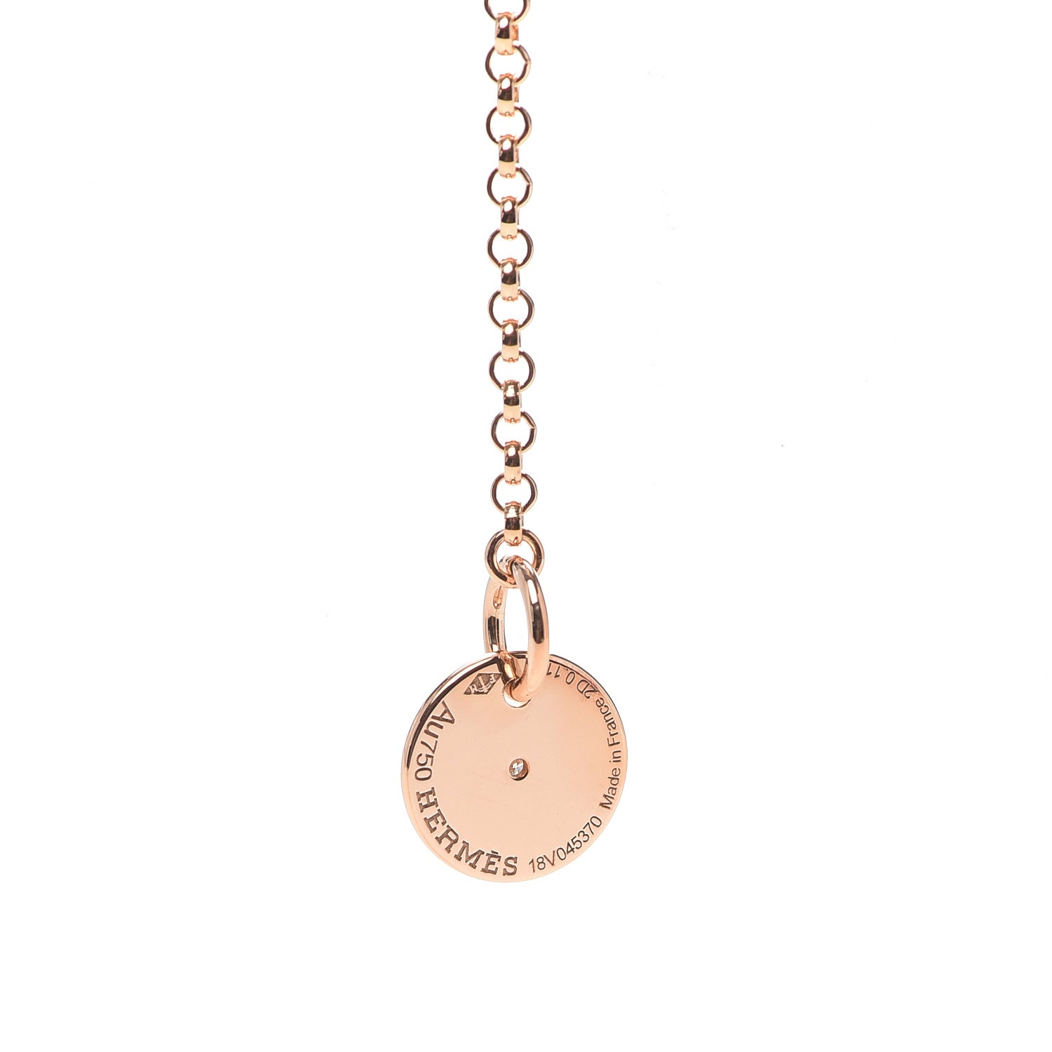 Hermes 18K Rose Gold Diamond Gambade Necklace 4 of 5