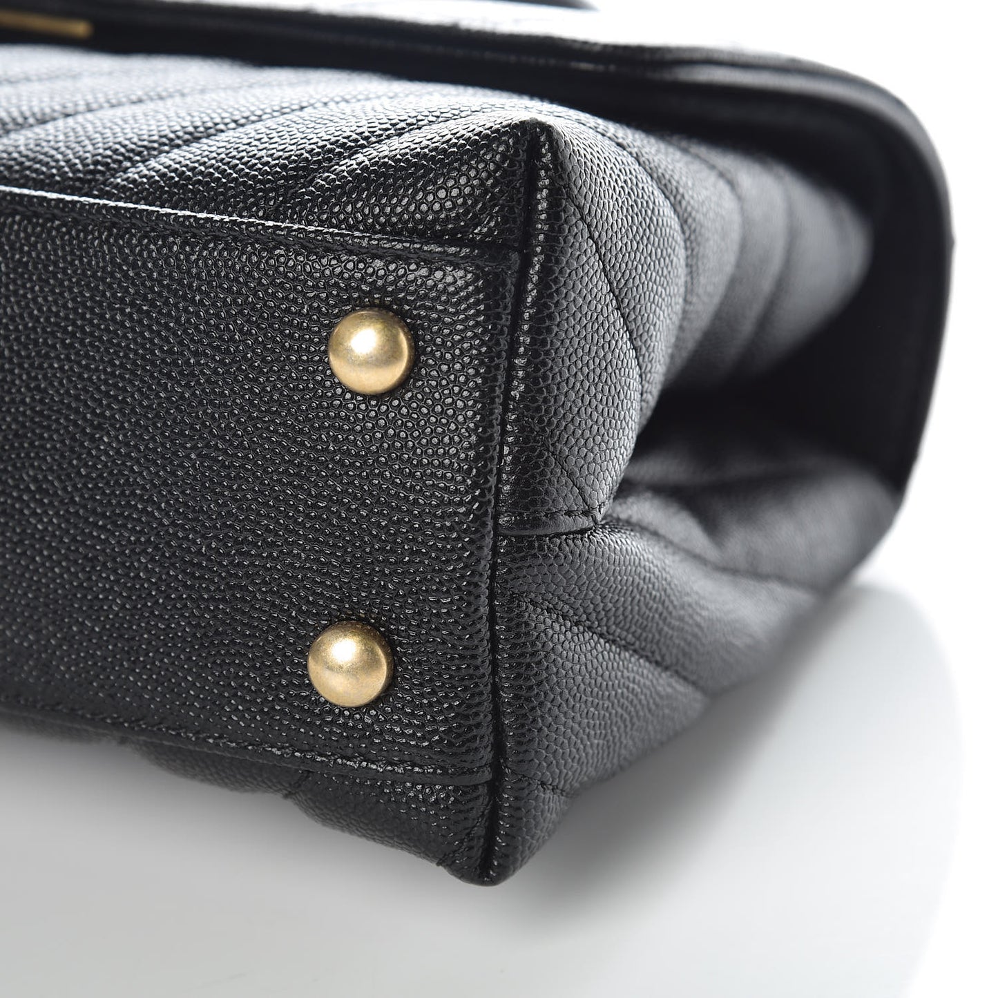 Caviar Chevron Quilted Mini Coco Handle Flap Black