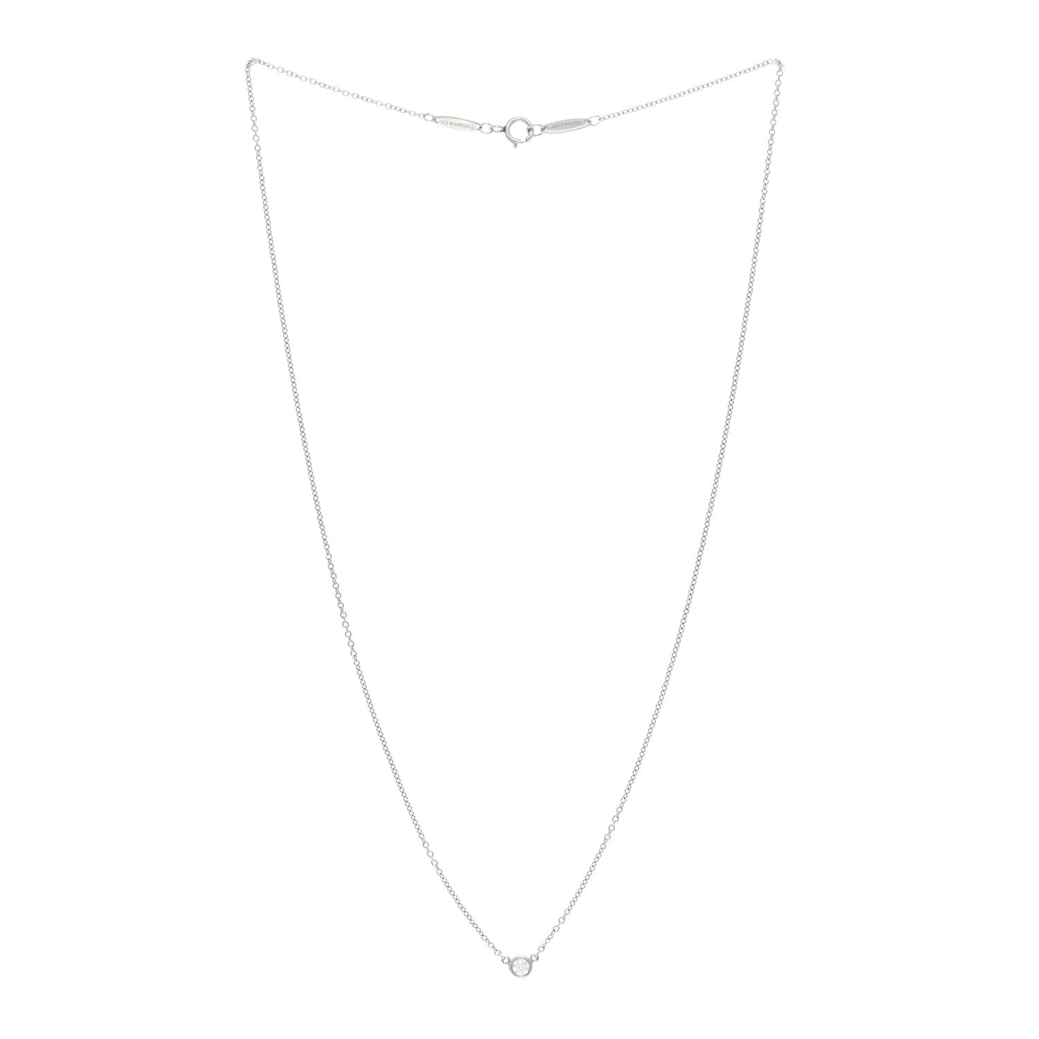 Tiffany Platinum Diamond .12ct Elsa Peretti Diamonds by the Yard Pendant Necklace 3 of 5