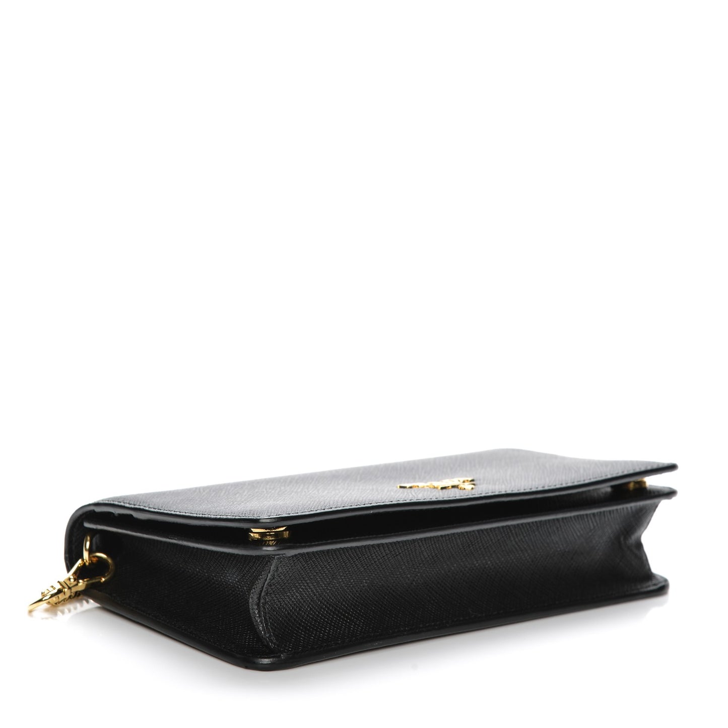 Saffiano Metal Phone Wristlet Crossbody Wallet Black