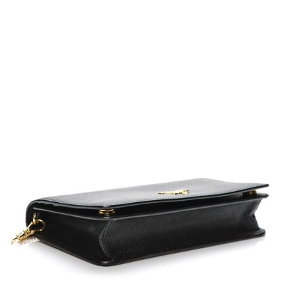 Prada Saffiano Metal Phone Wristlet Crossbody Wallet Black 4 of 6