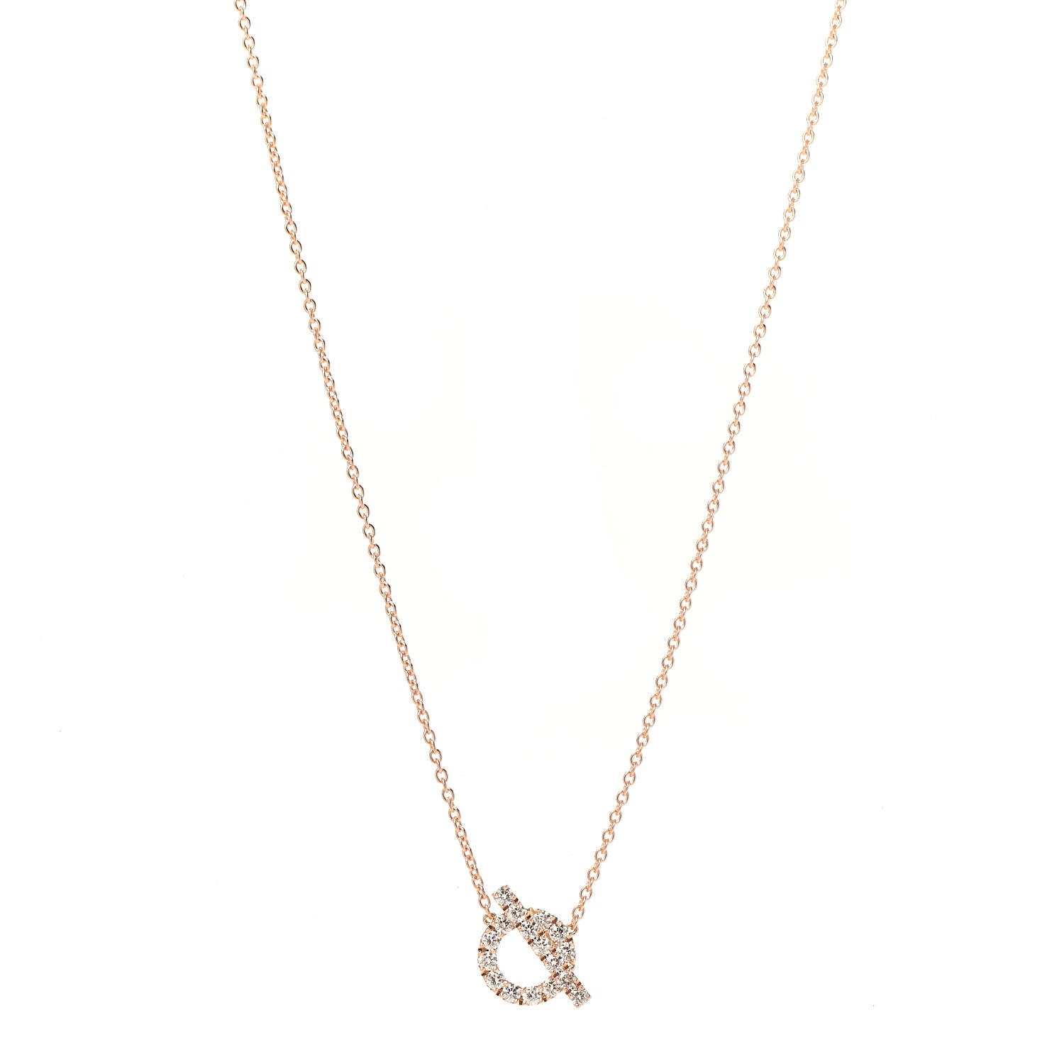 Hermes 18K Rose Gold Diamond Finesse Pendant Necklace 1 of 5