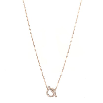 Hermes 18K Rose Gold Diamond Finesse Pendant Necklace 1 of 5