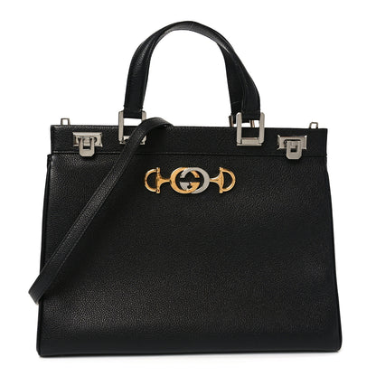 Gucci Grainy Calfskin Medium Zumi Top Handle Bag Black 1 of 10