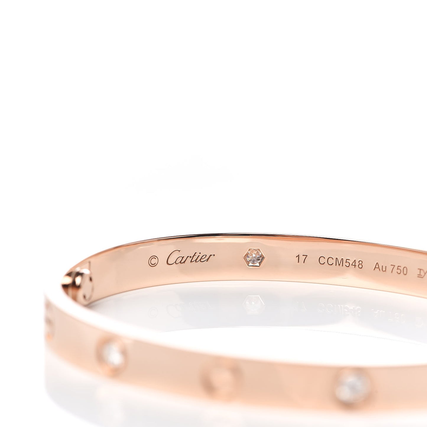 18K Pink Gold 4 Diamond LOVE Bracelet 17