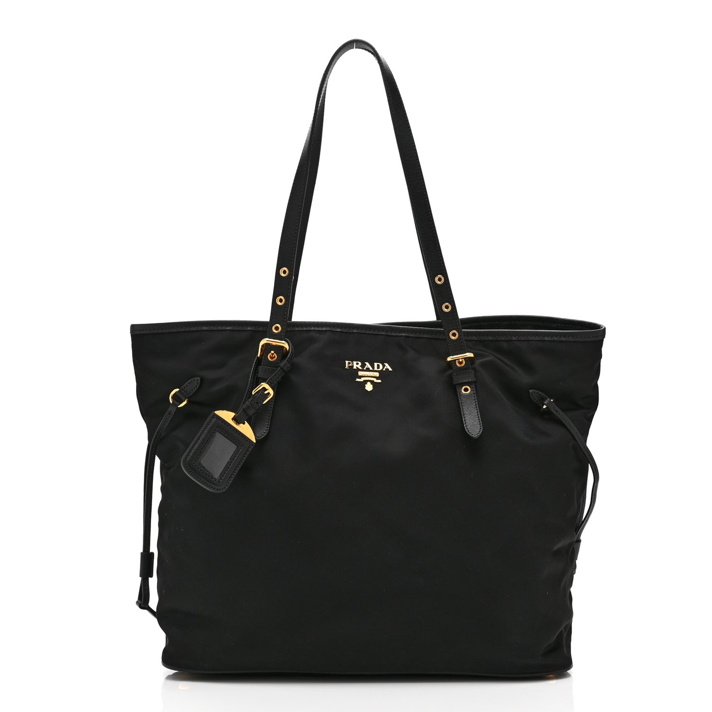 Tessuto Nylon Saffiano Shopping Tote Black