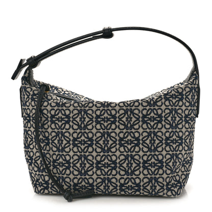 Loewe Jacquard Anagram Calfskin Small Cubi Bag Navy 1 of 8