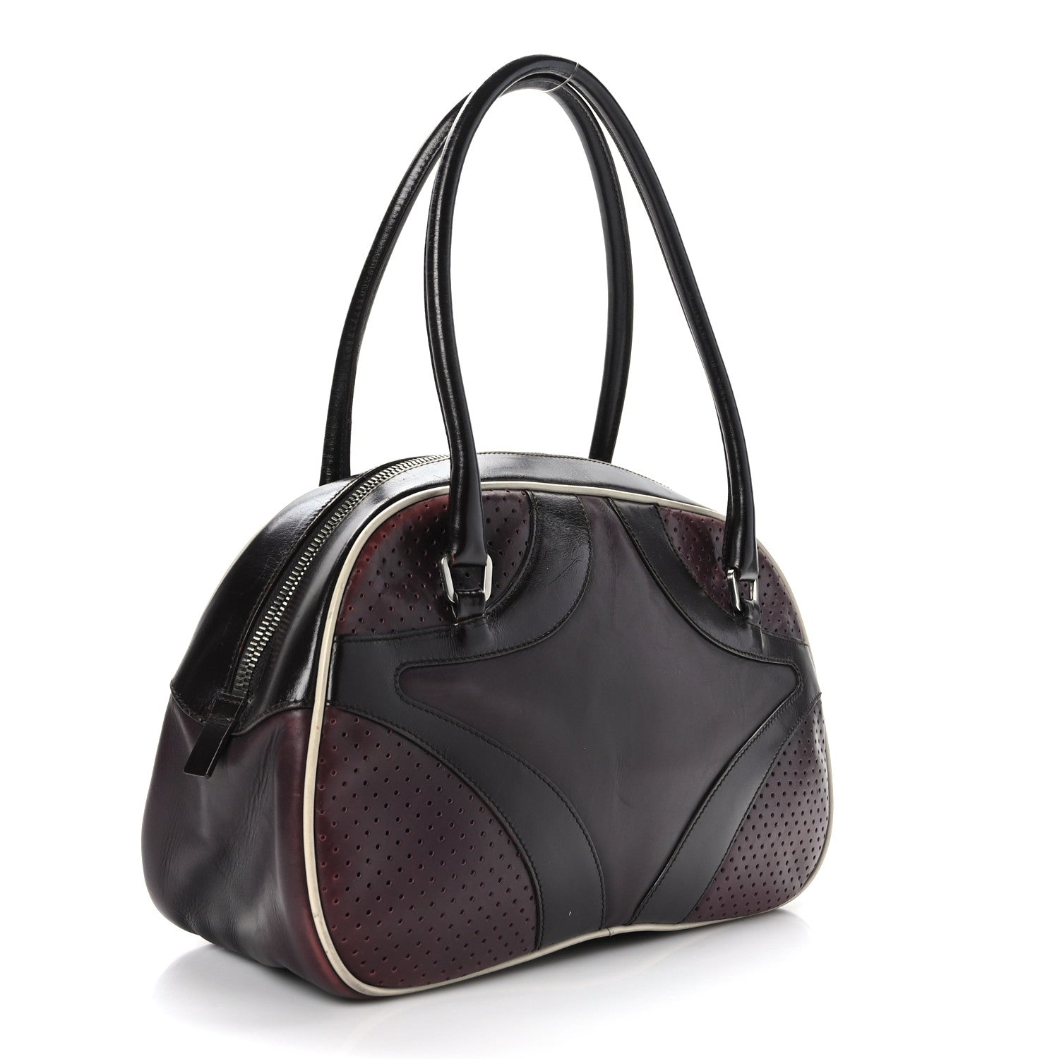 Prada Vitello Drive Perforated Bowling Bag Mosto 3 of 11