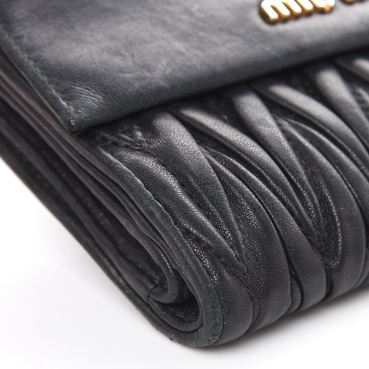 Miu Miu Nappa Matelasse Tri-Fold Flap Wallet Black 14 of 21