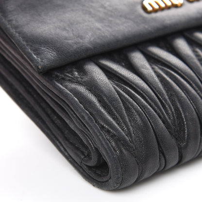 Miu Miu Nappa Matelasse Tri-Fold Flap Wallet Black 14 of 21