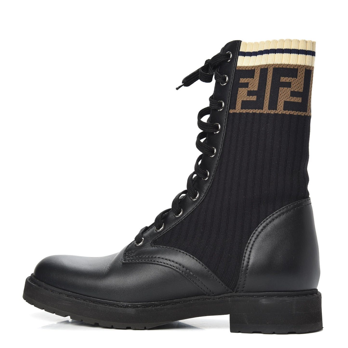 Calfskin Stretch Fabric Rockoko Biker Boots 37 Tobacco Black Marino