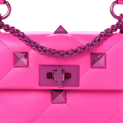 Valentino Garavani Nappa Lacquer Monochrome Small Roman Stud Shoulder Bag Pink PP 6 of 12
