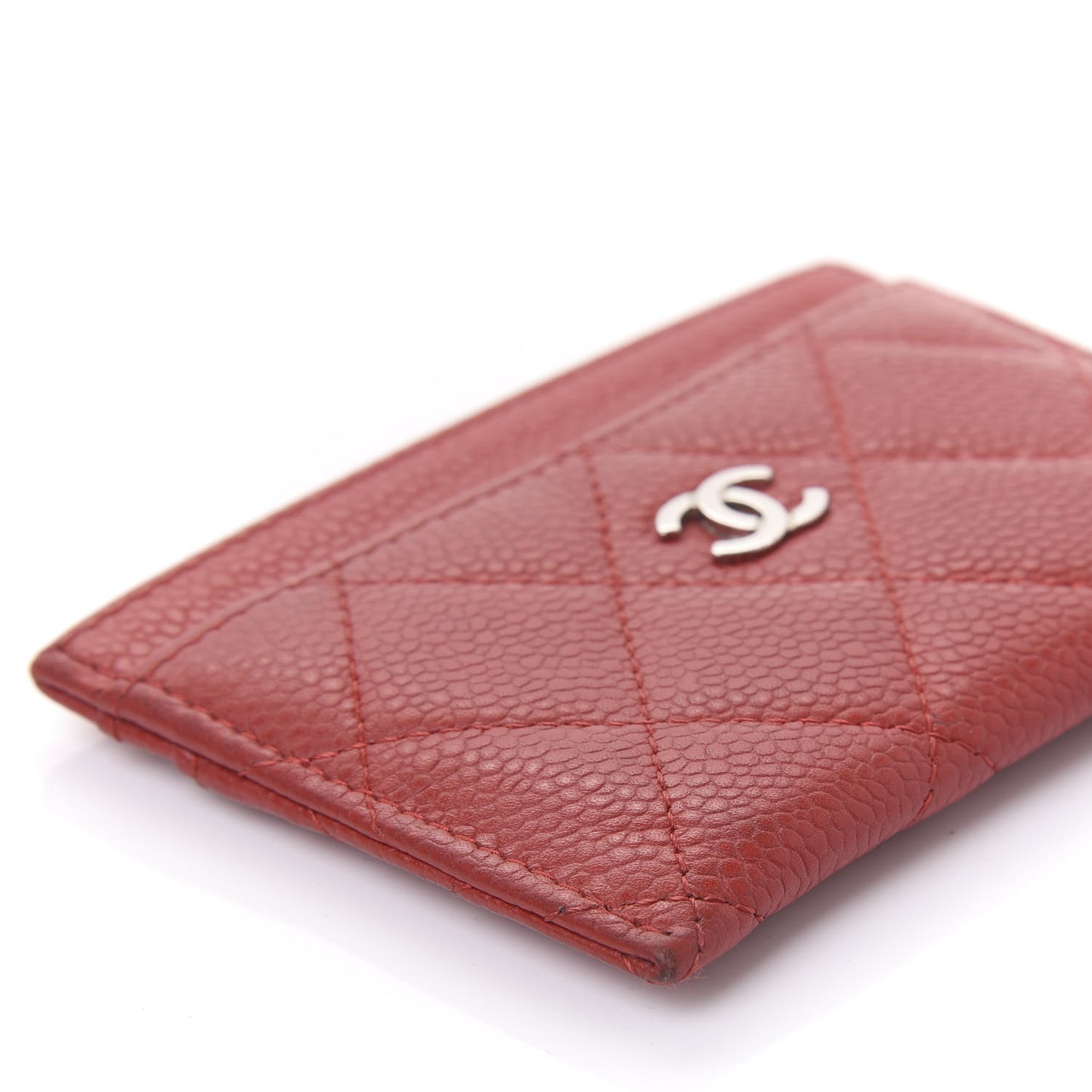 Caviar Quilted Card Holder Red
