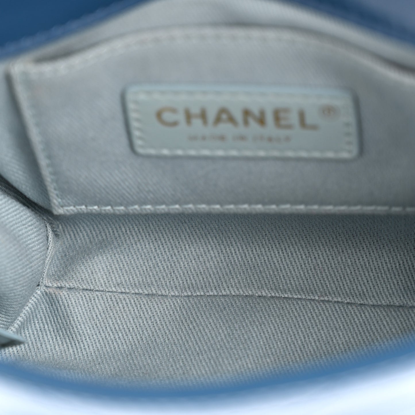Calfskin Chevron Stitched Coco Waist Bag Blue