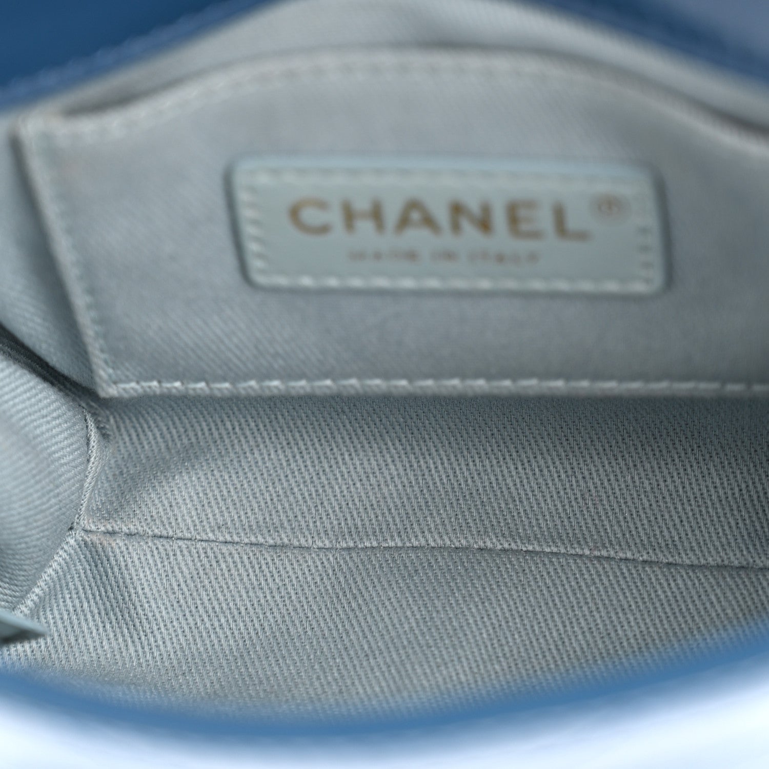 Chanel Calfskin Chevron Stitched Coco Waist Bag Blue 5 of 15