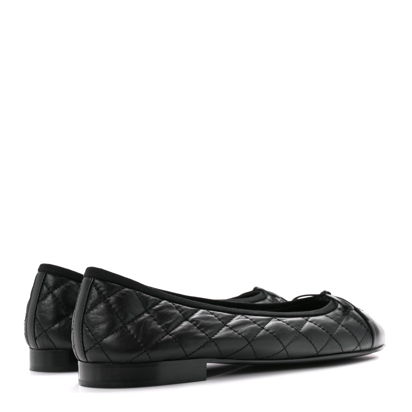 Aged Calfskin Quilted CC Cap Toe Ballerina Flats 40 Black