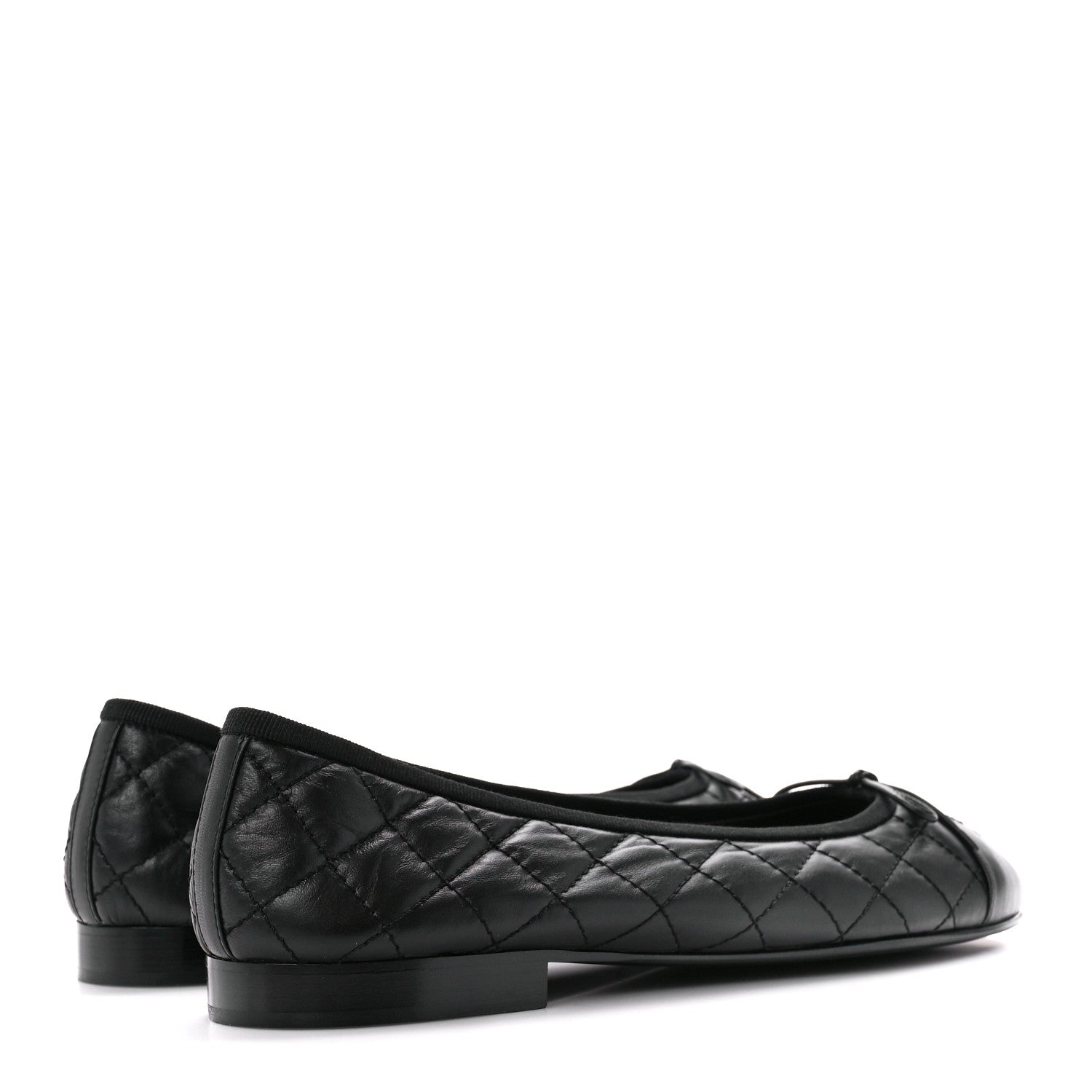 Chanel Aged Calfskin Quilted CC Cap Toe Ballerina Flats 40 Black 4 of 10
