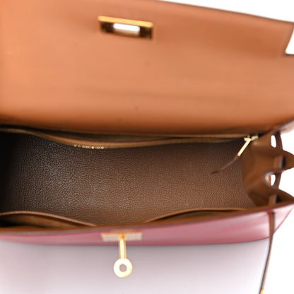 Hermes Box Chamonix Tri-Color Kelly Sellier 28 Rouge H Rouge Vif Naturelle 4 of 9