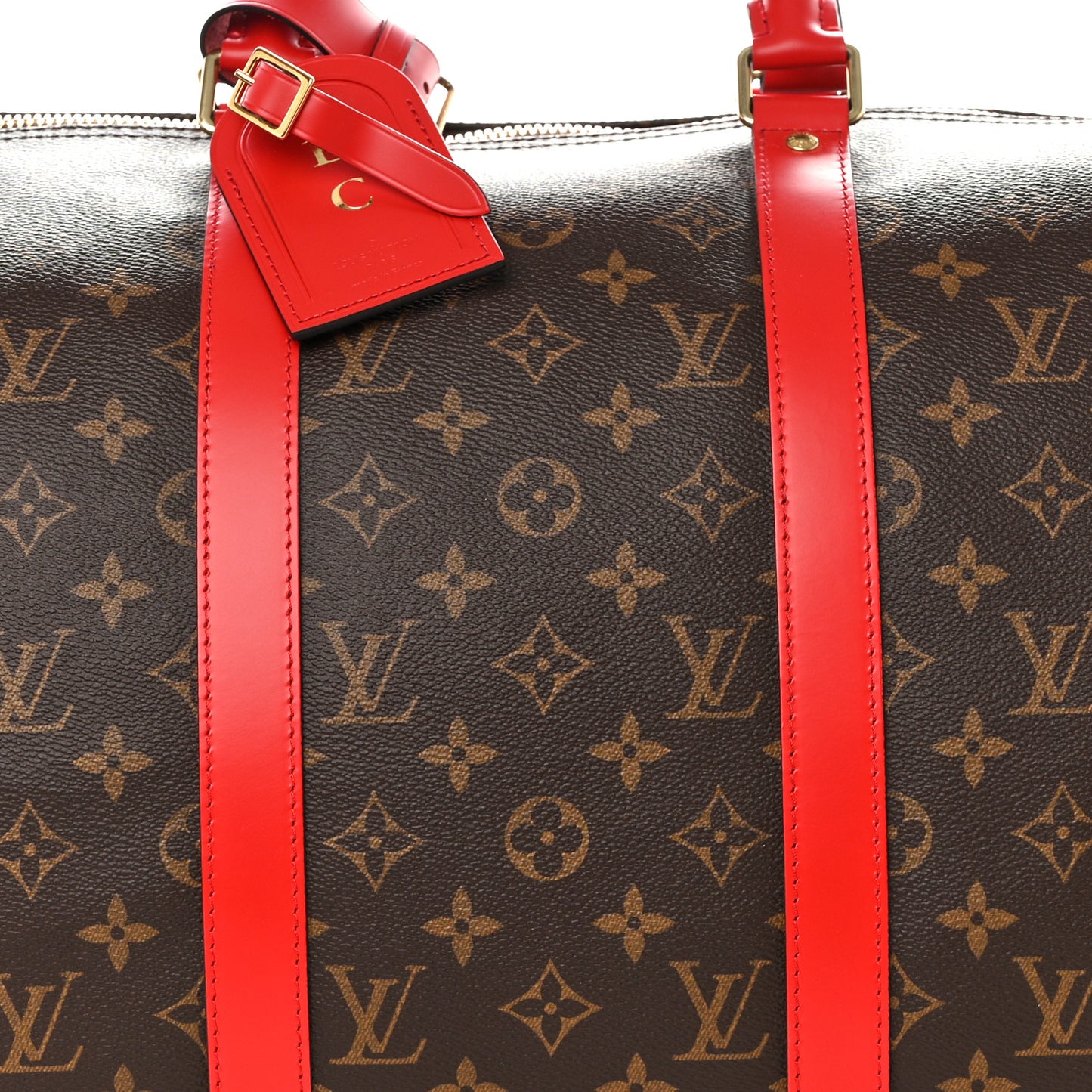 Calfskin Monogram Keepall Bandouliere 50 Coquelicot