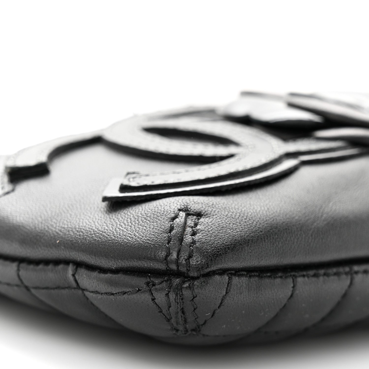 Chanel Lambskin Camellia No. 5 Chain Pouch Black 9 of 10