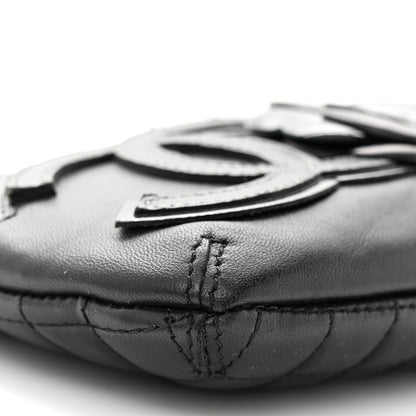 Chanel Lambskin Camellia No. 5 Chain Pouch Black 9 of 10