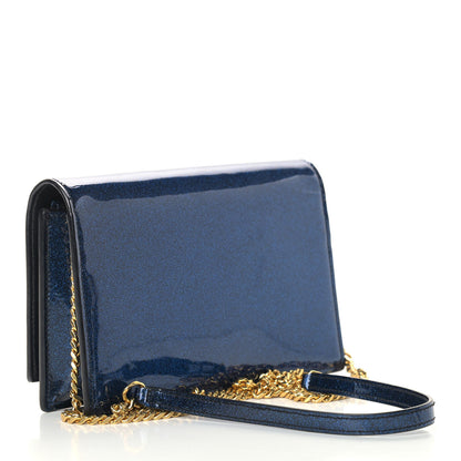 Saint Laurent Glitter Classic Monogram Kate Tassel Chain Wallet Cobalt 3 of 11