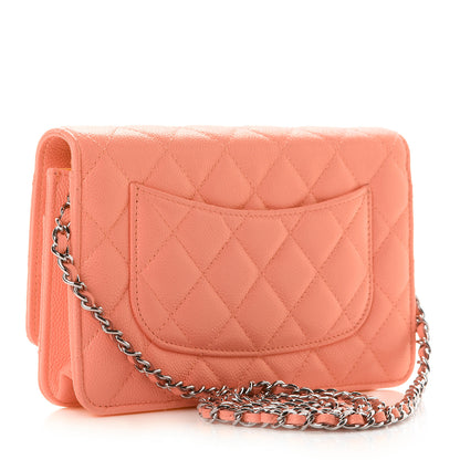 Chanel Caviar Quilted Wallet on Chain WOC Coral 2 of 9