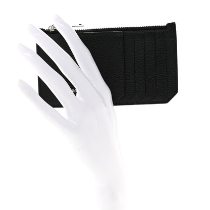 Saint Laurent Grained Calfskin 5 Fragments Zip Pouch Card Holder Black 2 of 8
