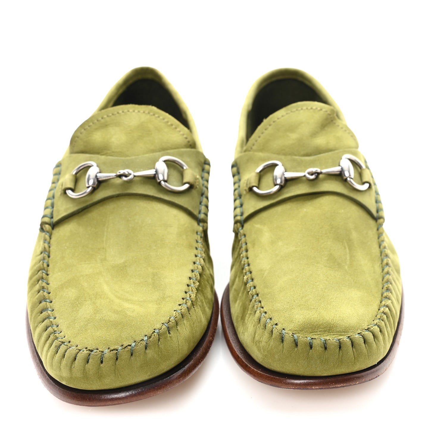 Nubuck Womens Horsebit Loafers 38 Herbs Light Green