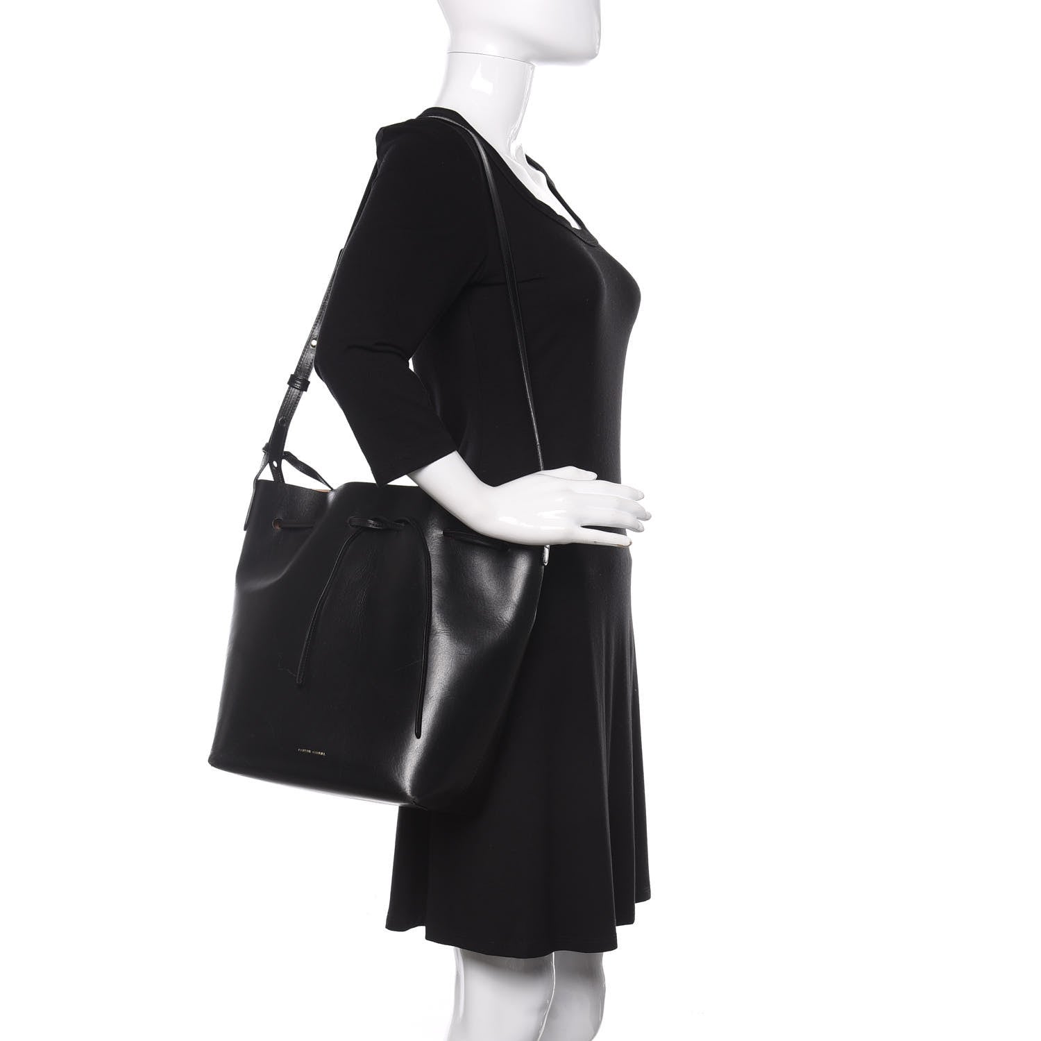 Mansur Gavriel Vegetable Tanned Calfskin Bucket Bag Black Ballerina 2 of 10
