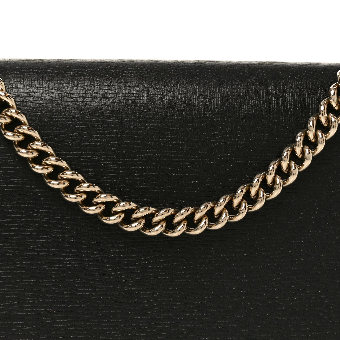 Textured Calfskin Medium Betty Chain Wallet Black