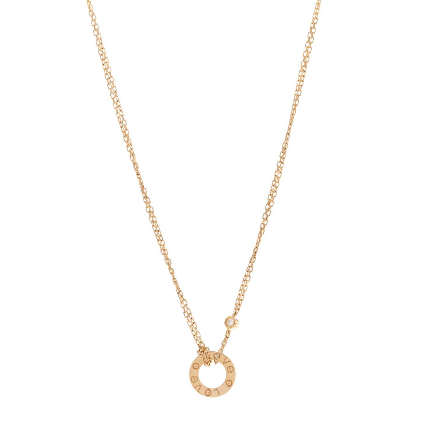 18K Yellow Gold 2 Diamond LOVE Necklace